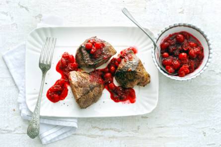 Hertenbiefstuk met cranberrycompote